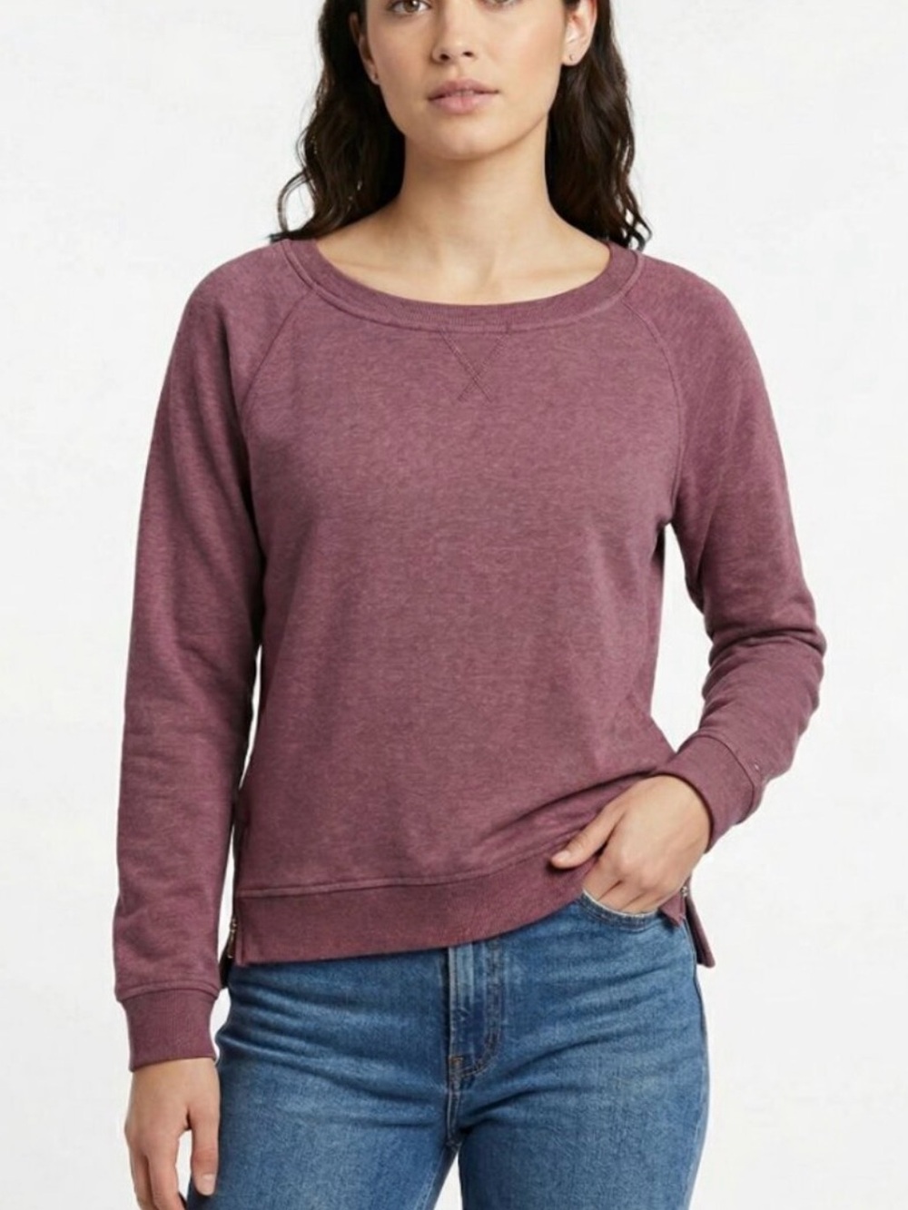 UGG women’s crewneck Morgan Sweatshirt in Dusty Mauve side zips, fleece lining S
